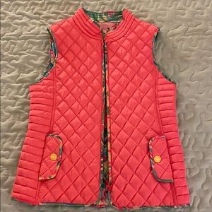 Lilly Pulitzer pink quilted vest.